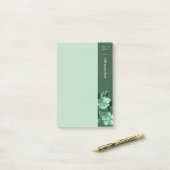Groene monochromatische bloemen bloemennotities post-it® notes (Op bureau)