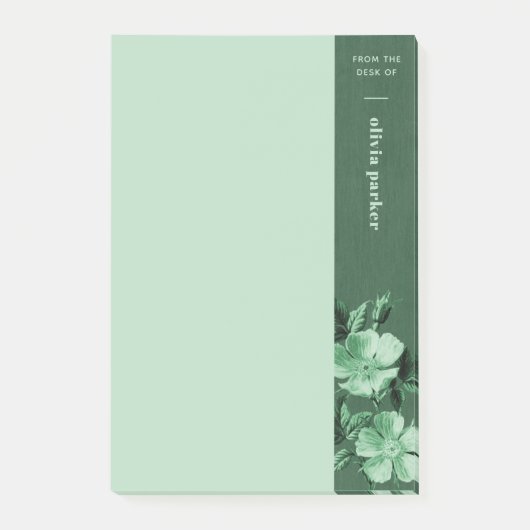Groene monochromatische bloemen bloemennotities post-it® notes (Voorkant)
