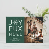 Groene monochrome Joyeux Noel Modern Holiday Card Kaart (Staand voorkant)