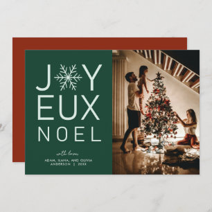 Groene monochrome Joyeux Noel Modern Holiday Card Kaart