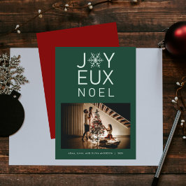 Groene monochrome Joyeux Noel Modern Holiday Card Kaart