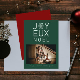 Groene monochrome Joyeux Noel Modern Holiday Card Kaart