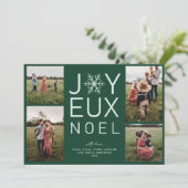 Groene monochrome Joyeux Noel Modern Holiday Card Kaart (Staand voorkant)