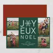 Groene monochrome Joyeux Noel Modern Holiday Card Kaart (Voorkant / Achterkant)