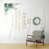 Groene Monogram 50e Verjaardag Foto Achtergrond Wandkleed (In Situ (horizontaal))