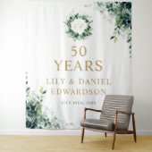 Groene Monogram 50e Verjaardag Foto Achtergrond Wandkleed (In situ)
