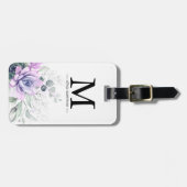 Groene monogram bagagelabel met gouden succulenten (Voorkant horizontaal)