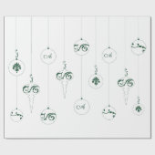 Groene Monogram Bauble Hangende Ornamenten Kerst Cadeaupapier (Vlak)