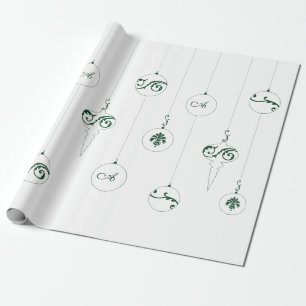 Groene Monogram Bauble Hangende Ornamenten Kerst Cadeaupapier