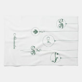 Groene Monogram Bauble Ornamenten Gepersonaliseerd Theedoek (Horizontaal)