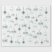 Groene Monogram Bauble Ornamenten Patroon Kerst Cadeaupapier (Vlak)