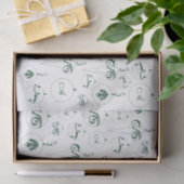 Groene Monogram Bauble Ornamenten Patroon Kerst Tissuepapier (Geschenk)