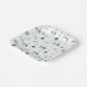 Groene Monogram Bauble Patroon Vierkante Kerstmis Papieren Bordje (Gebogen)