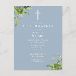 Groene Monogram Blauwe Bevestigingsuitnodiging Briefkaart