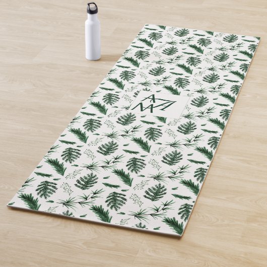 Groene Monogram Bosbladeren 3 Beginletters Nieuwge Yogamat (In situ)