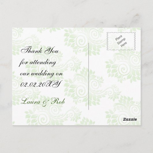 groene monogram bruiloft bedankt briefkaart (Achterkant)