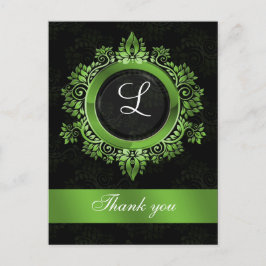 groene monogram bruiloft bedankt briefkaart