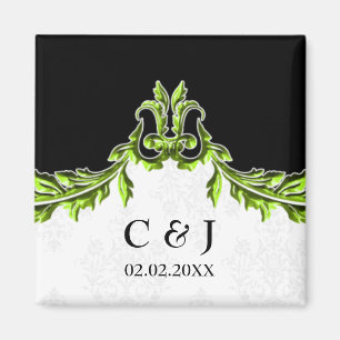 groene monogram bruiloft met uitzondering van date magneet