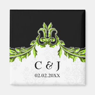 groene monogram bruiloft met uitzondering van date magneet