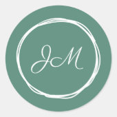 Groene Monogram Bruiloft Stickers (Voorkant)
