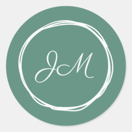 Groene Monogram Bruiloft Stickers