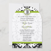 Groene Monogram Damast Trouwuitnodiging Kaart (Voorkant)