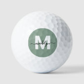Groene Monogram Eerste Letter Naam Persoonlijk Golfballen (Voorkant)