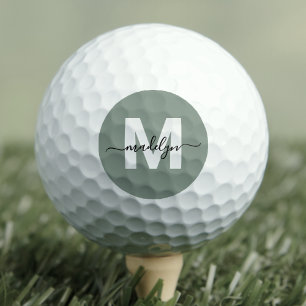 Groene Monogram Eerste Letter Naam Persoonlijk Golfballen