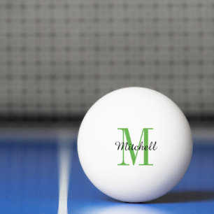 Groene monogram en naam op maat pingpongbal
