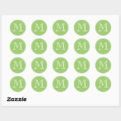 Groene monogram Envelope Seal door Origami Prints Ronde Sticker (Vel)