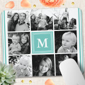 Groene monogram familie foto collage muismat
