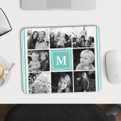 Groene monogram familie foto collage muismat