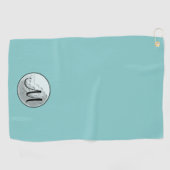 Groene monogram golfhanddoek met eigen beginletter (Horizontaal)
