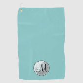 Groene monogram golfhanddoek met eigen beginletter (Voorkant)