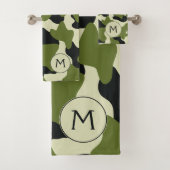 Groene monogram Grote Koe Afdrukken Bad Handdoek (Insitu)