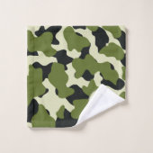 Groene monogram Grote Koe Afdrukken Bad Handdoek (Wasdoekje)