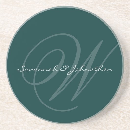Groene Monogram Huwelijksjubileum Onderzetters (Voorkant)