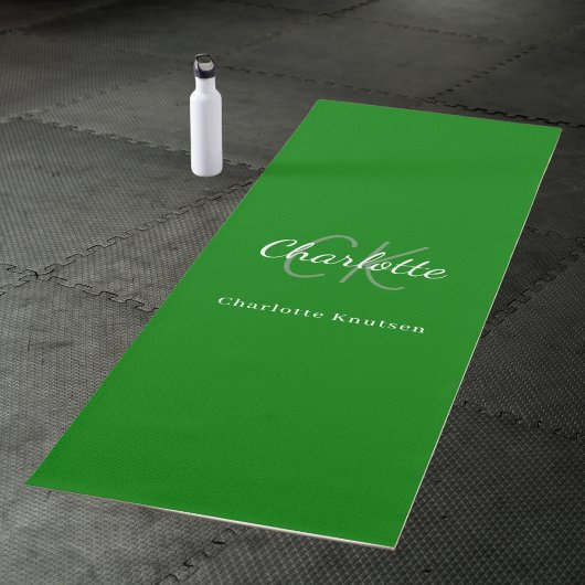 Groene monogram initiaal naam yogamat