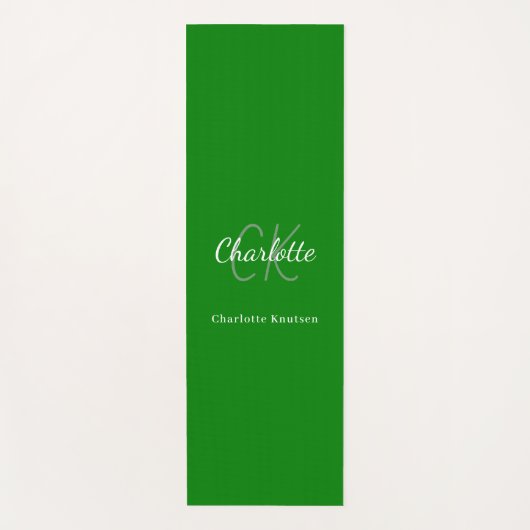 Groene monogram initialen naam yogamat (Voorkant)