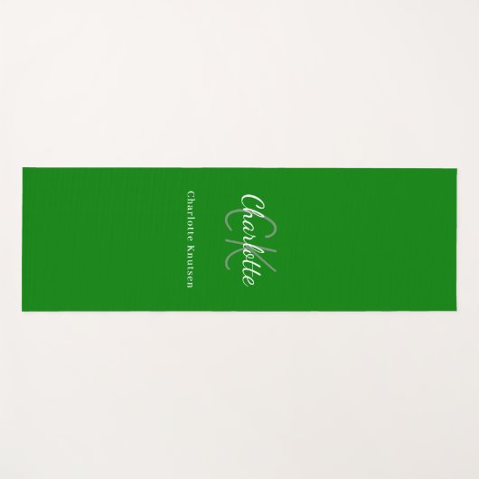 Groene monogram initialen naam yogamat (Voorkant (horizontaal))