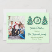 Groene Monogram Kerstkaart (Voorkant)