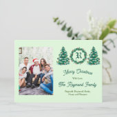 Groene Monogram Kerstkaart (Staand voorkant)