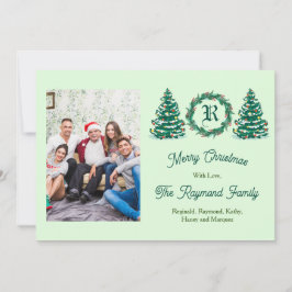 Groene Monogram Kerstkaart