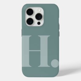 Groene Monogram Letter Basic Kleur Minimalistische iPhone 15 Pro Case