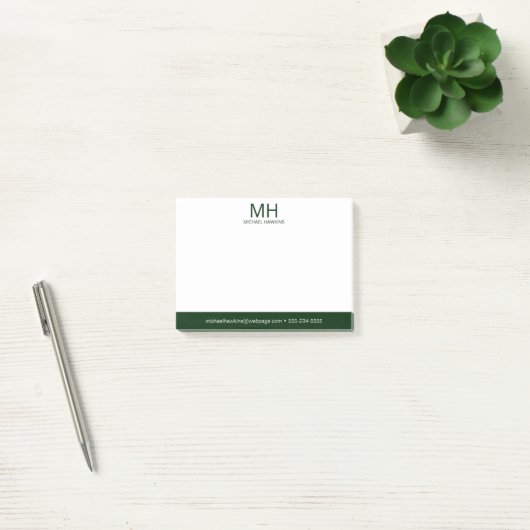 Groene Monogram Mannen Post-it® Notes (Kantoor)