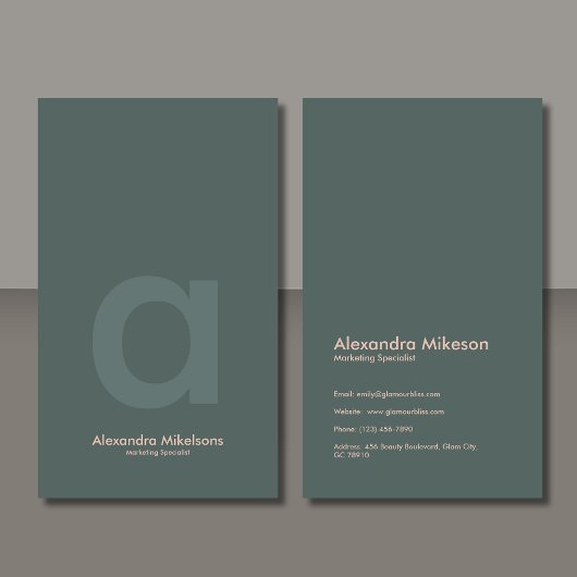 Groene Monogram Minimalistische Moderne Profession Visitekaartje