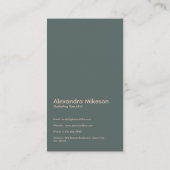 Groene Monogram Minimalistische Moderne Profession Visitekaartje (Achterkant)