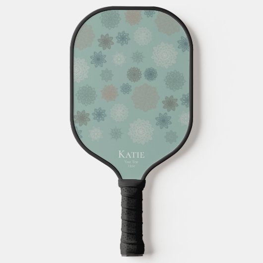 Groene monogram Naam Wit Mandala Pickleball Paddle (Voorkant)