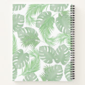 Groene Monogram Palm Leaves Custom Notitieboek (Achterkant)