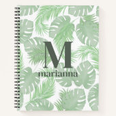 Groene Monogram Palm Leaves Custom Notitieboek (Voorkant)